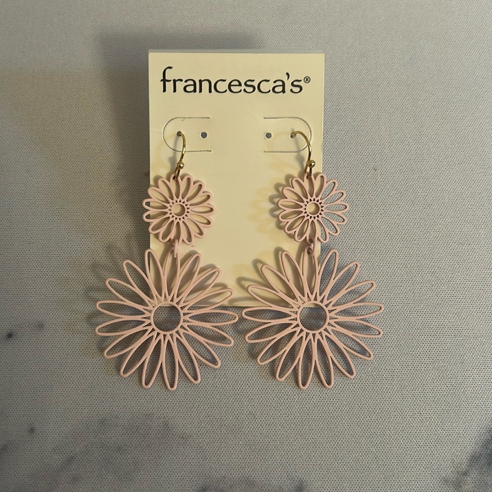 Francesca’s Pale Pink Flower Long Earrings